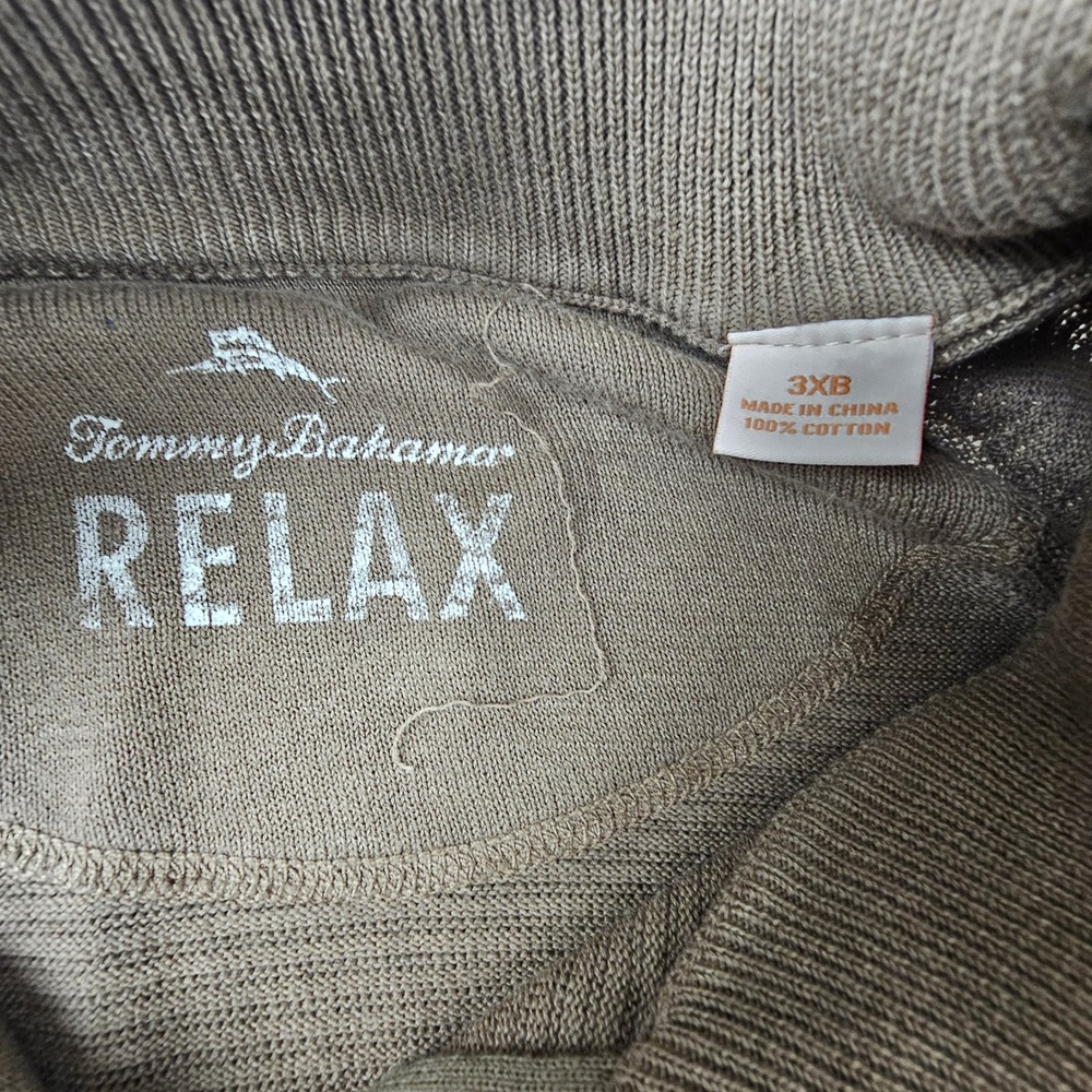 Tommy Bahama Relax Pullover Men 3XB Brown Cotton Ribbed Quarter Zip Sweater - Picture 5 of 7